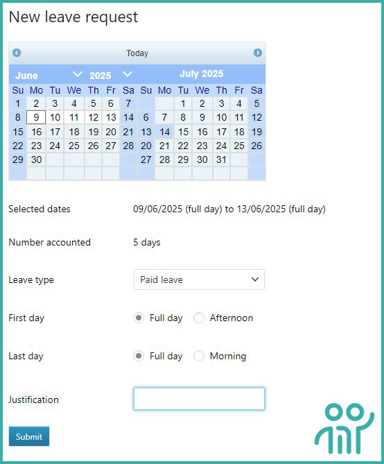 screenshot of My Intranet HRIS